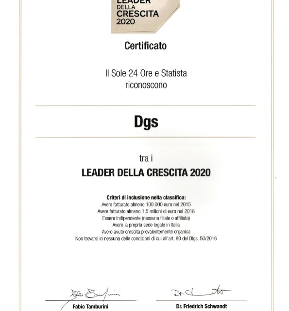 DGS SRL – LEADER OF GROWTH 2020
